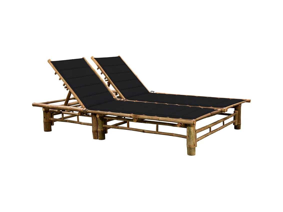 Chaise longue pour 2 personnes avec coussins Bambou