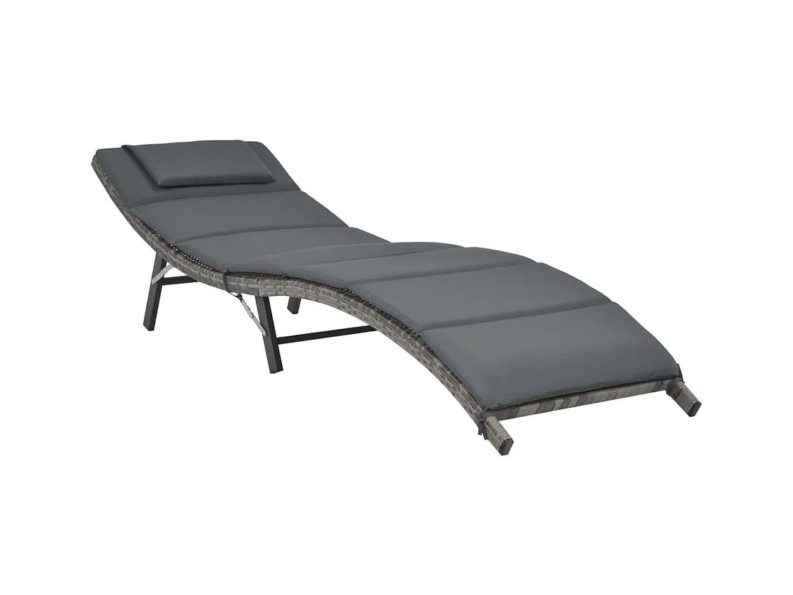 Set di mobili da giardino pieghevoli da 3 pezzi in resina intrecciata grigia