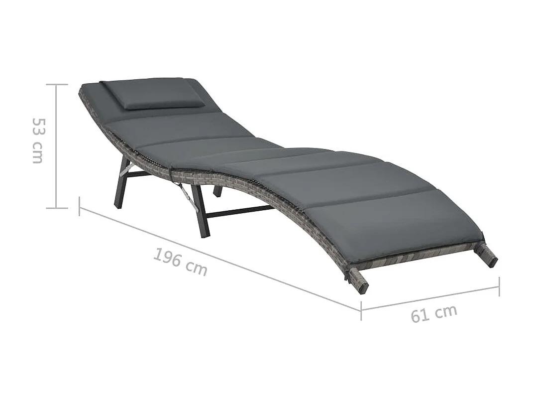 Set di mobili da giardino pieghevoli da 3 pezzi in resina intrecciata grigia