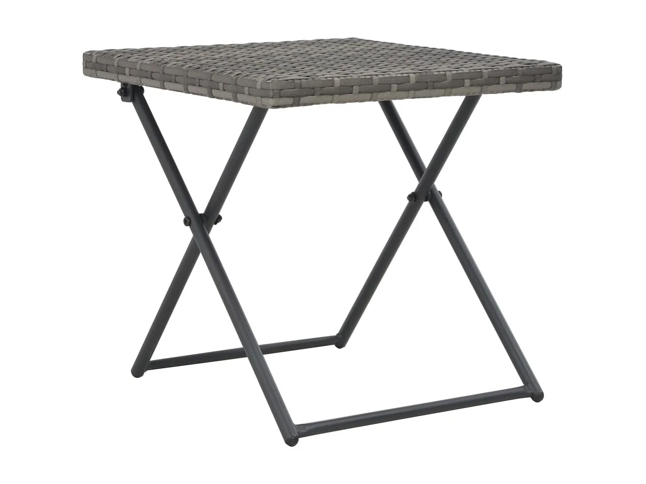 Conjunto de muebles de jardín plegables de 3 piezas en resina tejida gris