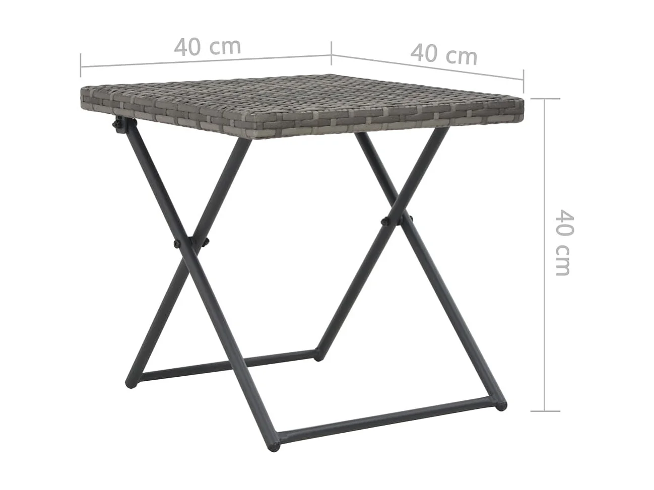 Conjunto de muebles de jardín plegables de 3 piezas en resina tejida gris