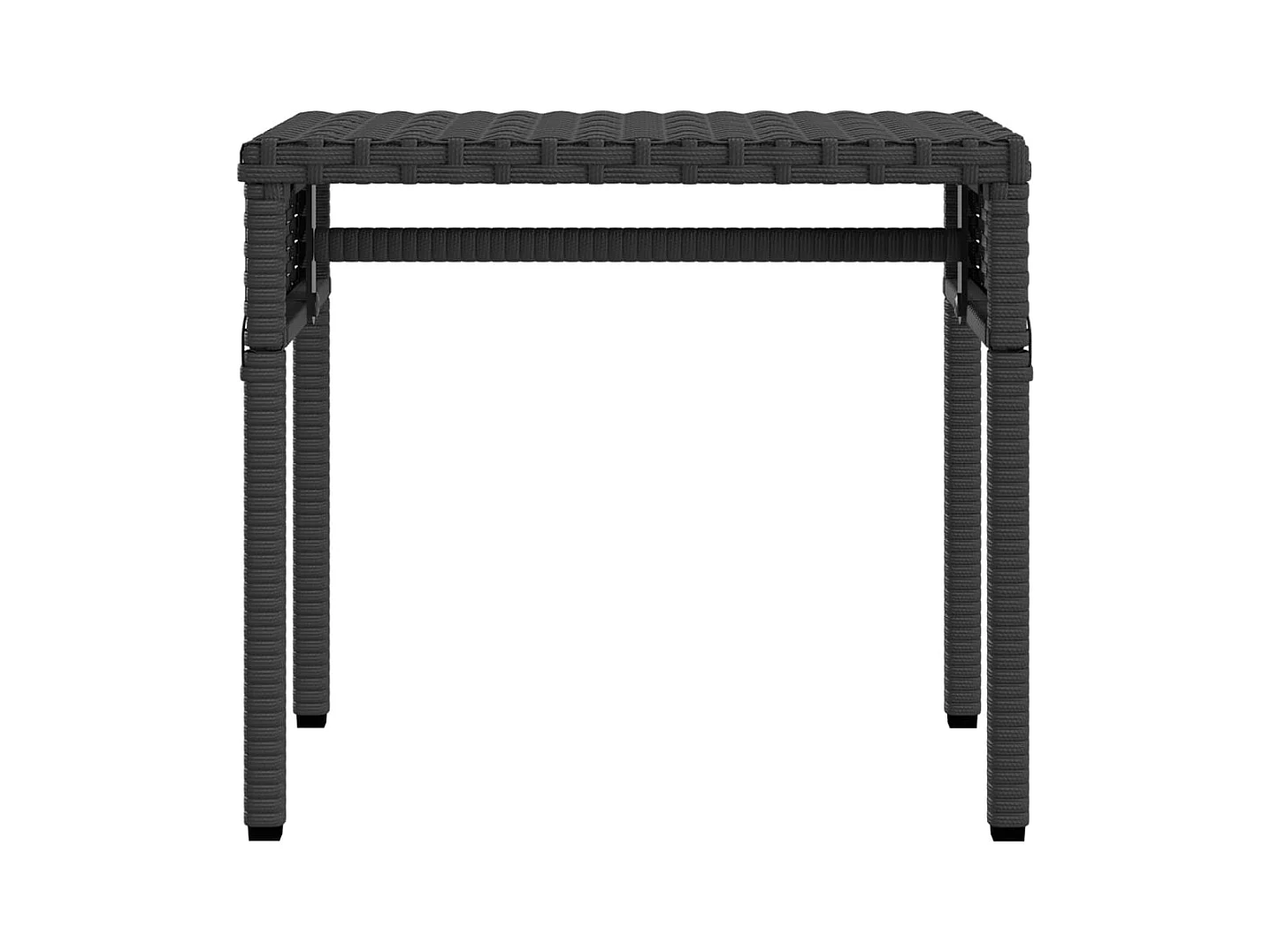 Set van 2 ligbedden met luifel en tafel in zwart polyrotan