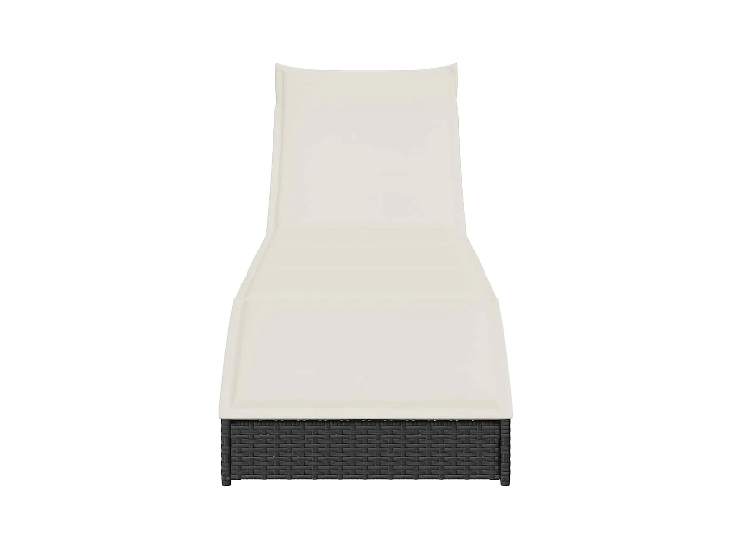 Chaise longue pliante coussin et rangement noir résine tressée