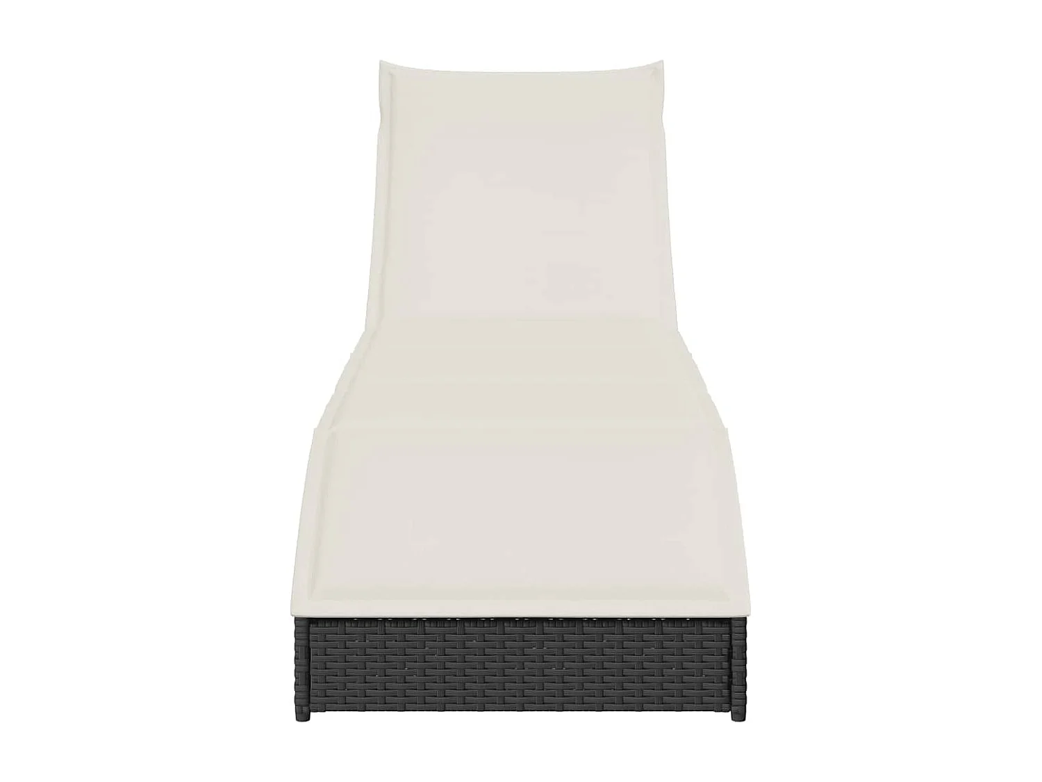 Chaise longue pliante coussin et rangement noir résine tressée