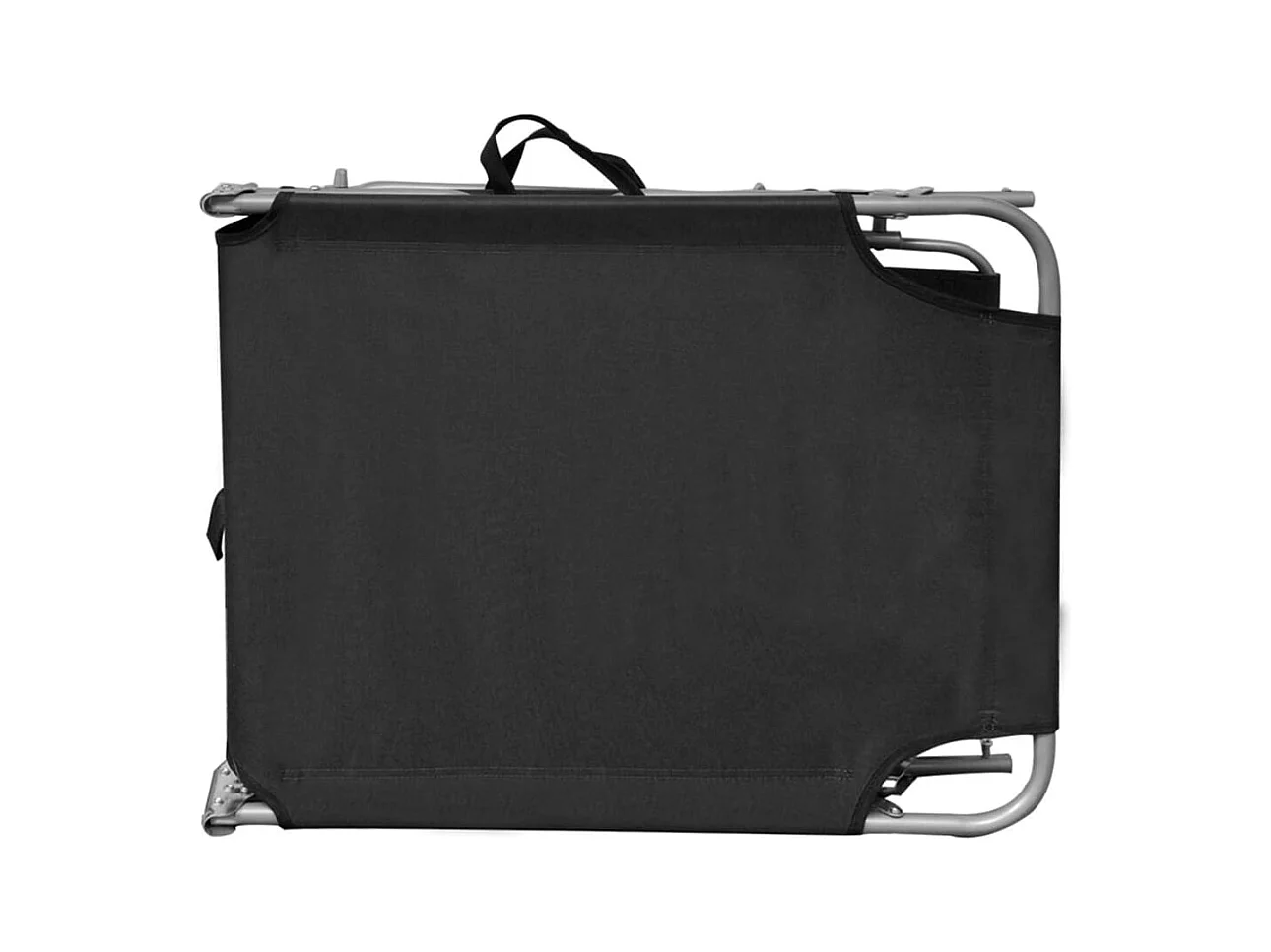 Chaise longue pliable avec auvent Noir Aluminium