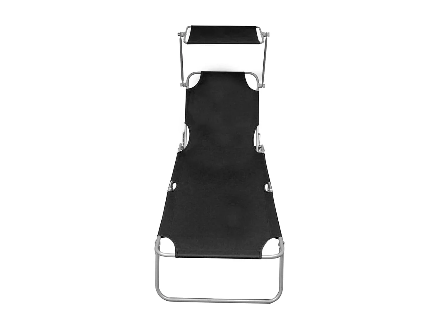Chaise longue pliable avec auvent Noir Aluminium