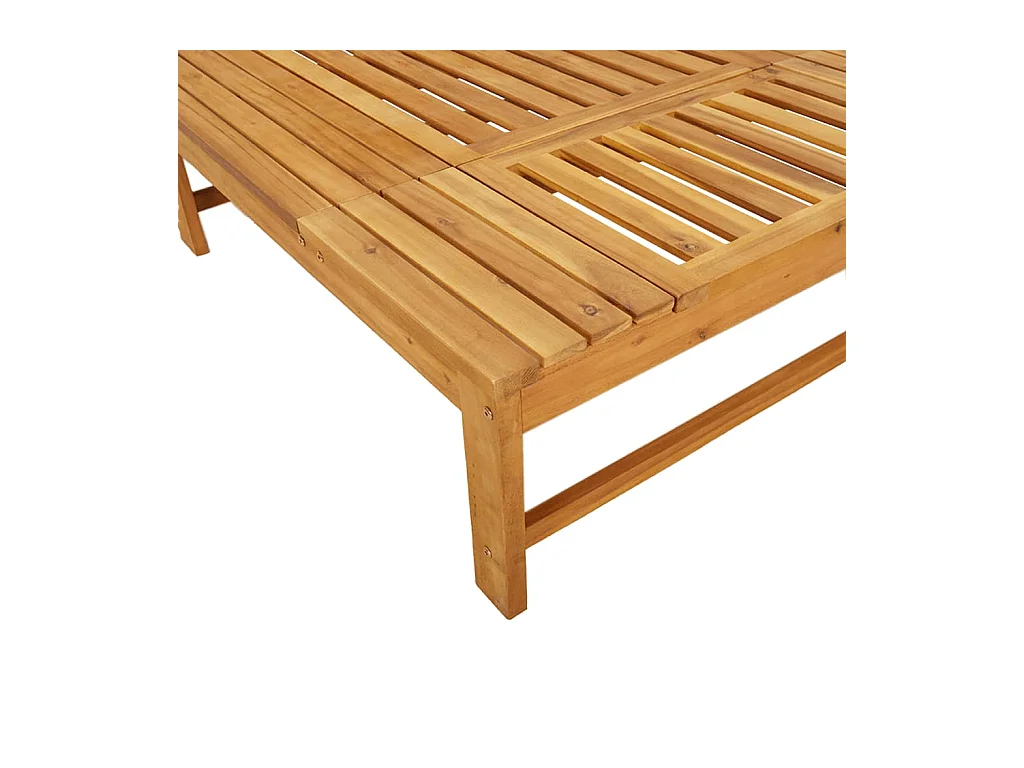 Chaise longue kussen/kussen crèmewit massief acaciahout