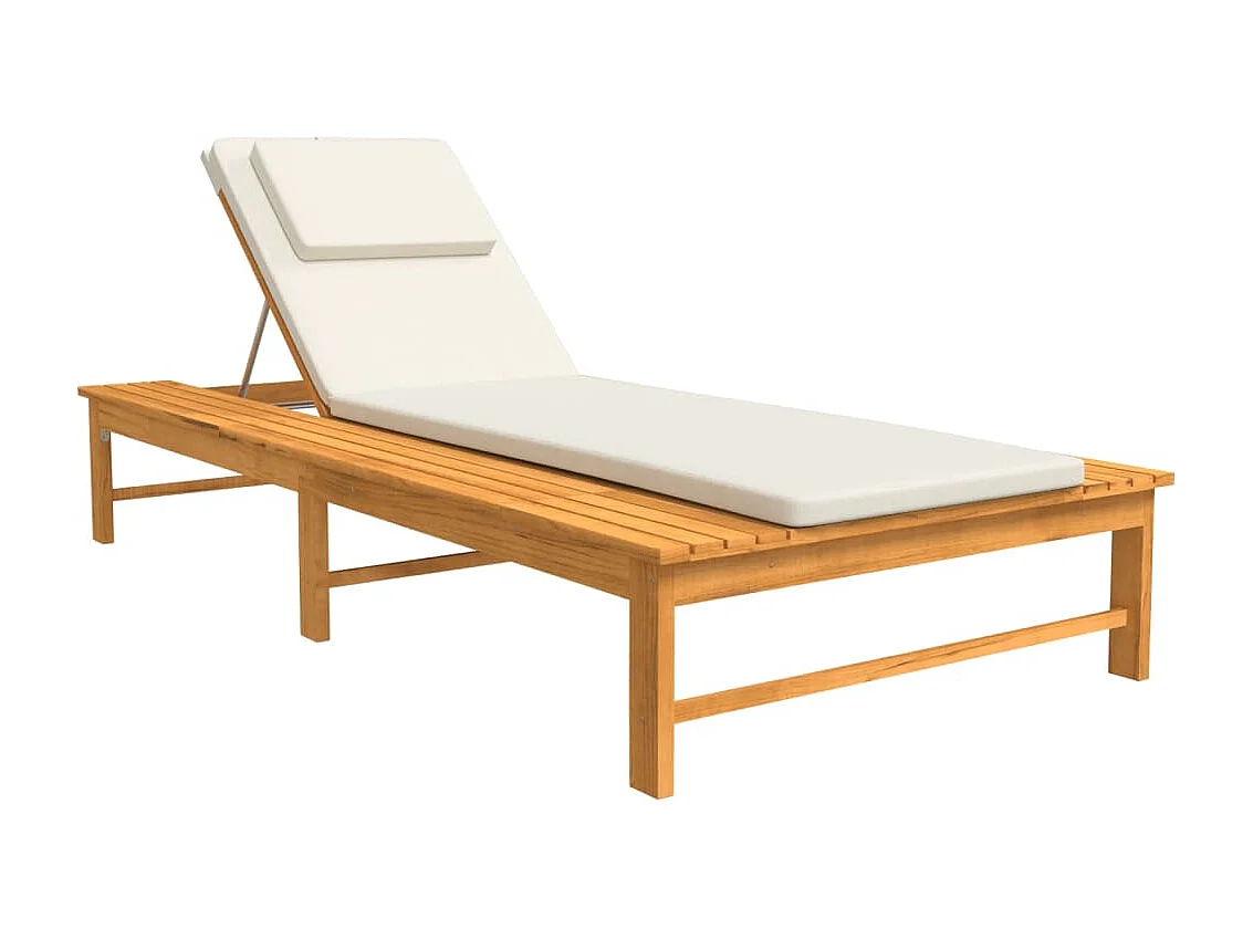 Cuscino per chaise longue in legno massello di acacia bianco crema