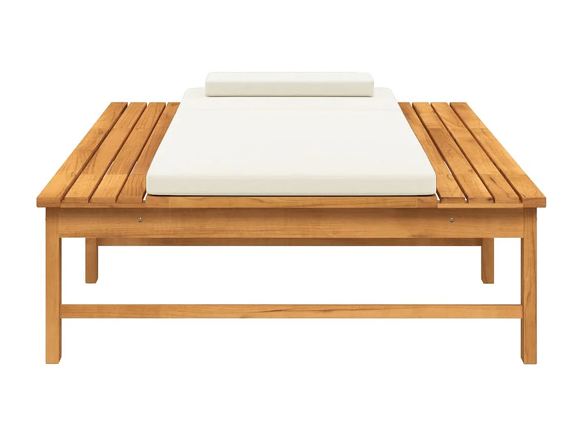 Cuscino per chaise longue in legno massello di acacia bianco crema