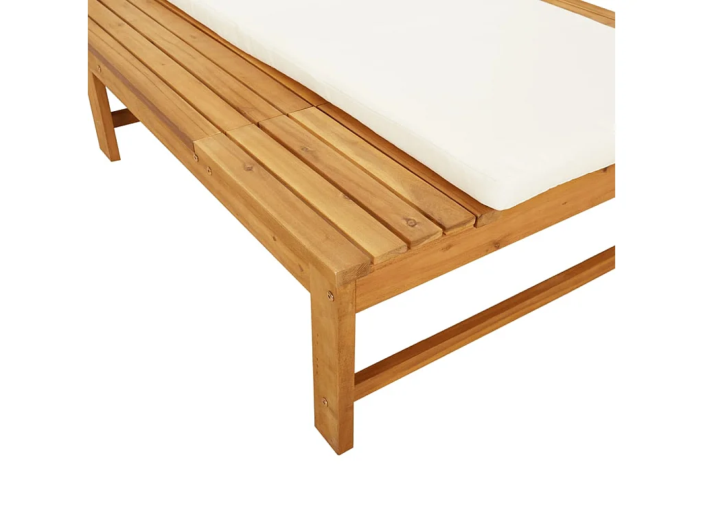 Cuscino per chaise longue in legno massello di acacia bianco crema
