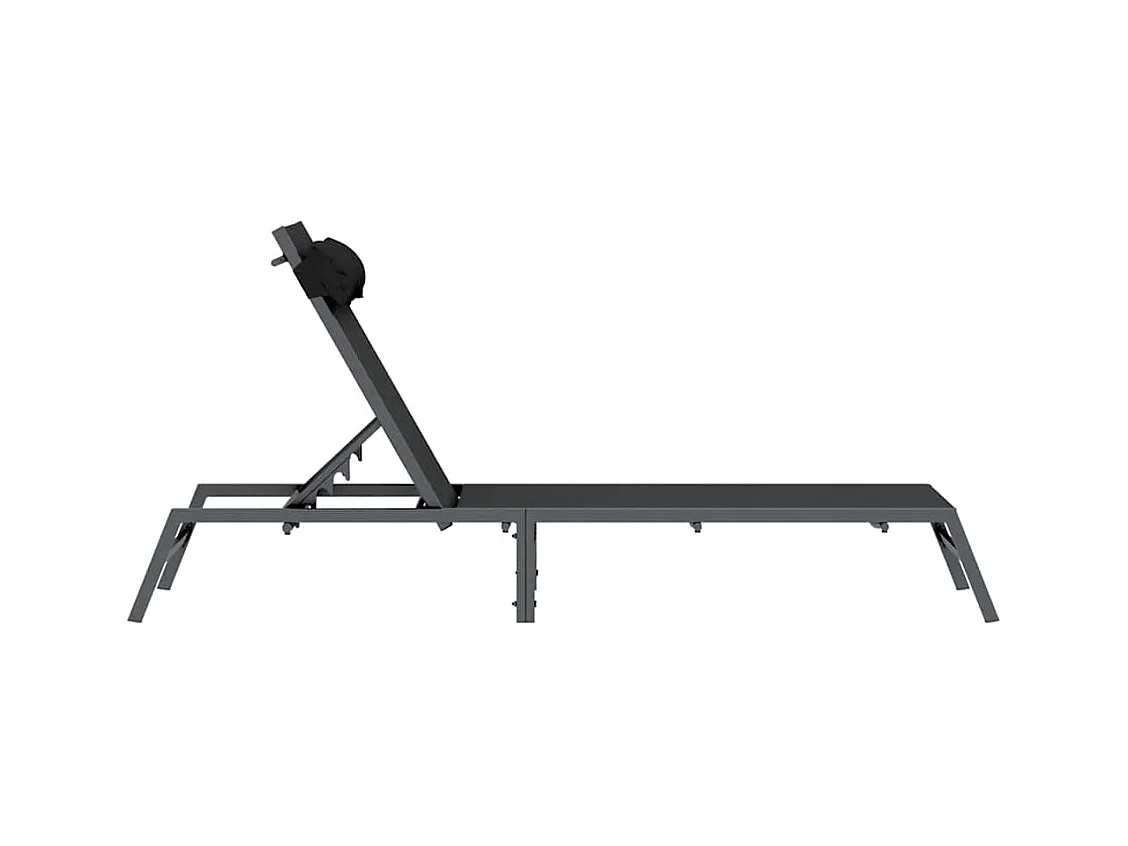 Zwarte chaise longue 197 x 54 x 86 cm Staal en textiel