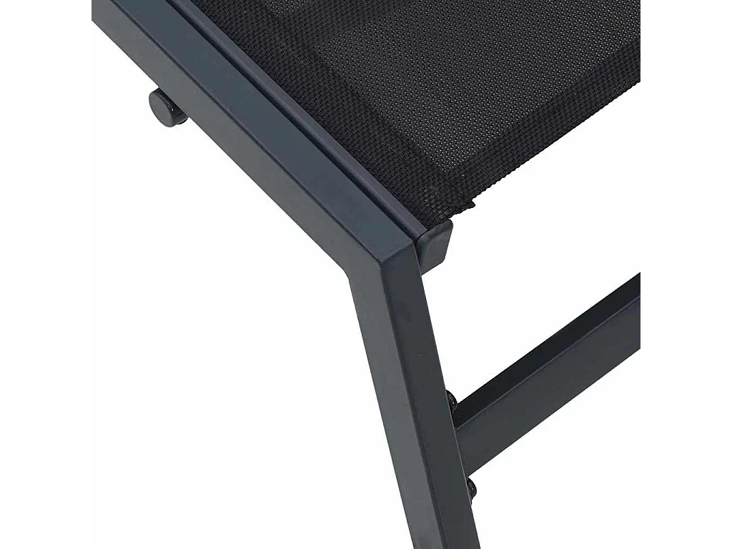 Zwarte chaise longue 197 x 54 x 86 cm Staal en textiel