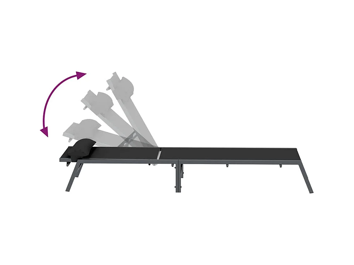 Chaise longue Noir 197 x 54 x 86 cm Acier et textilène