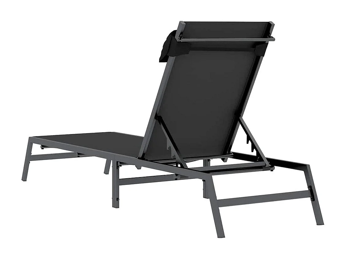 Chaise longue Noir 197 x 54 x 86 cm Acier et textilène