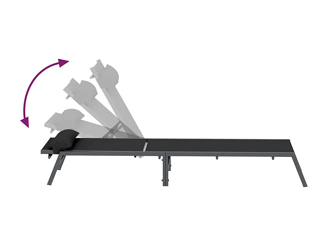 Chaise longue Noir 197 x 54 x 86 cm Acier et textilène