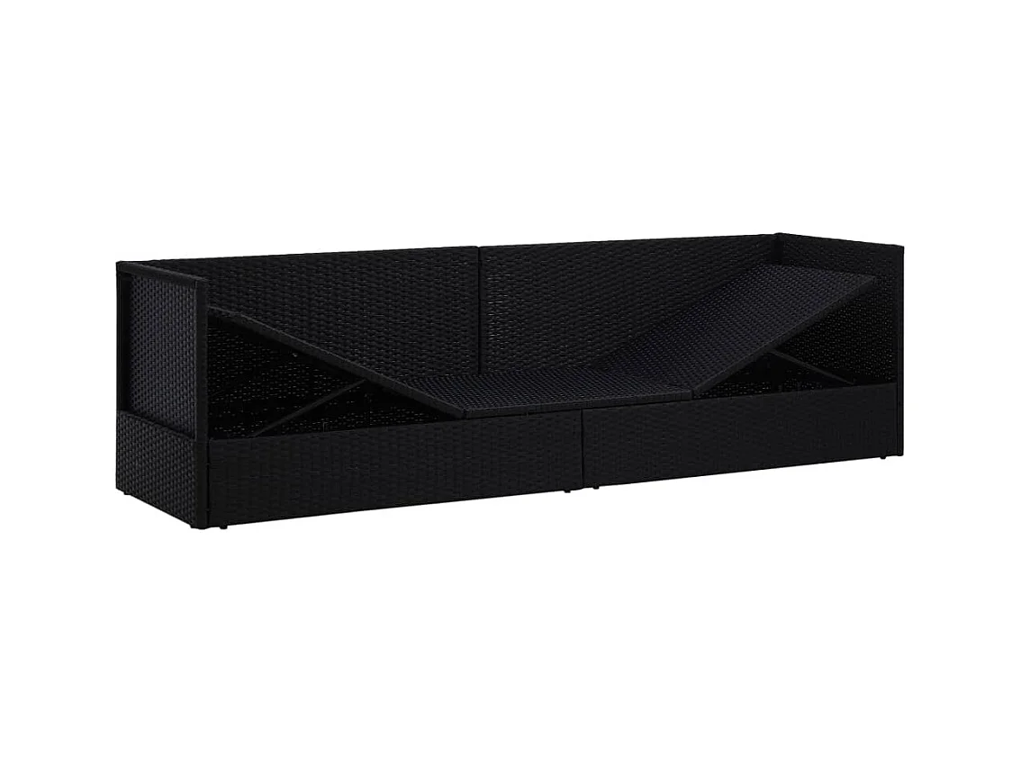 Lit de jardin avec coussin et oreillers Résine tressée Noir