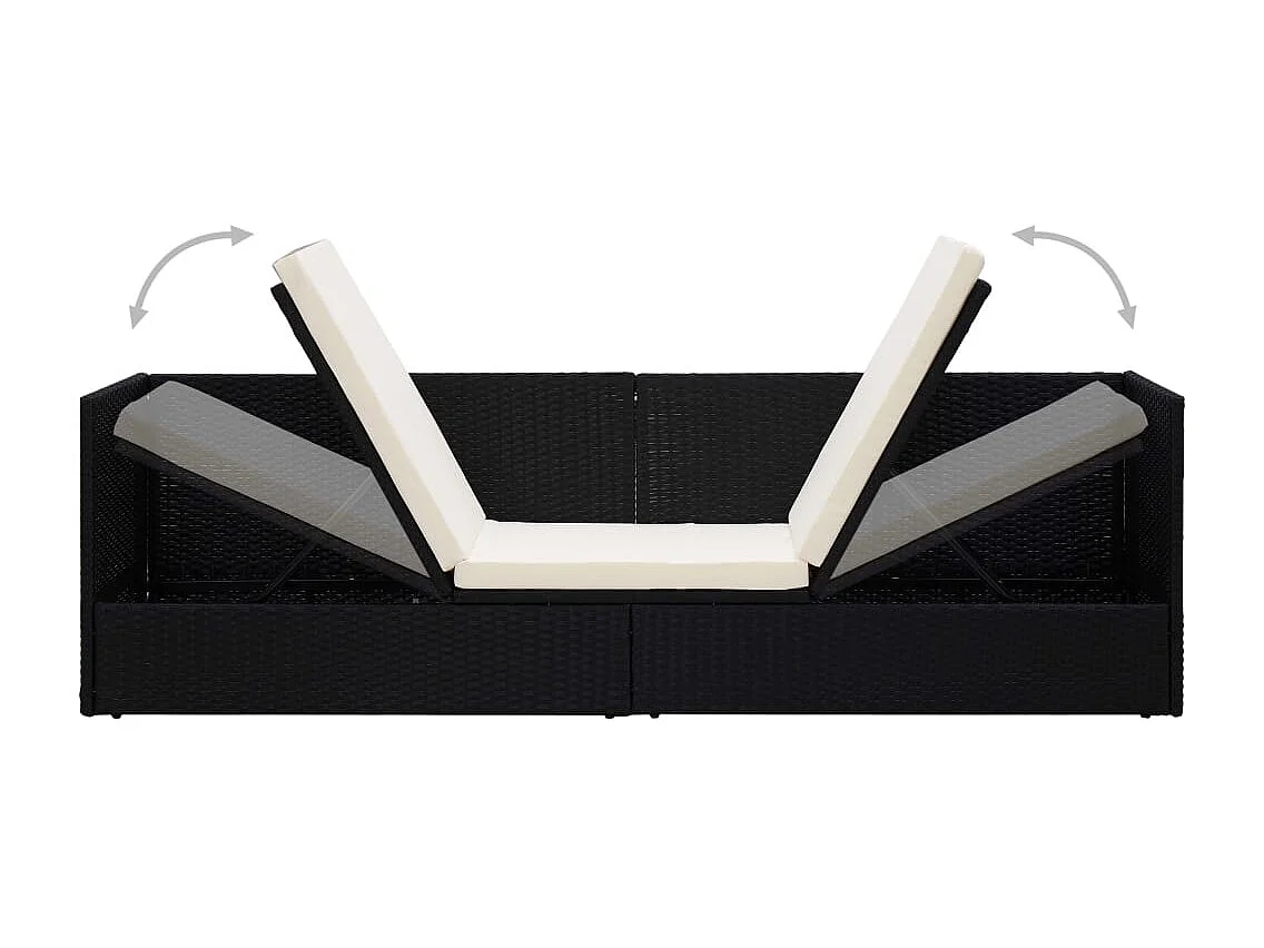 Lit de jardin avec coussin et oreillers Résine tressée Noir