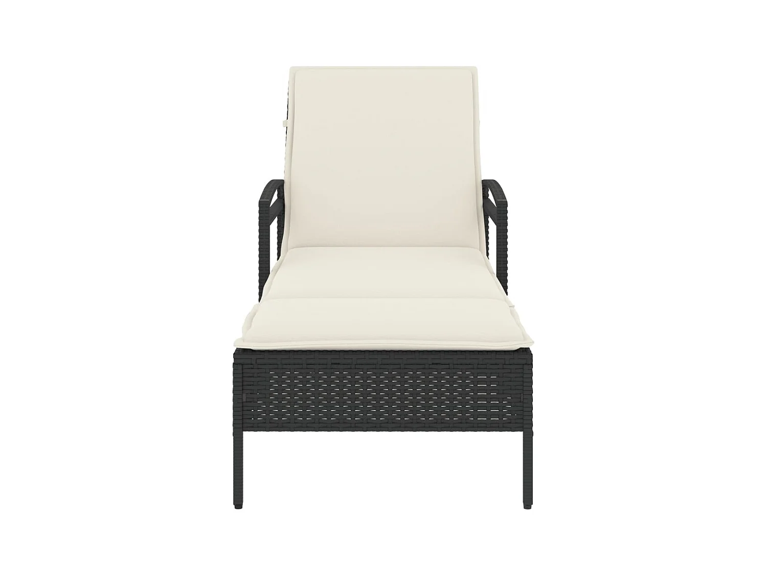 Chaise longue met zwart kussen 63x200x81 cm geweven hars