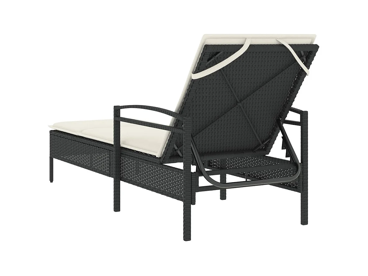 Chaise longue met zwart kussen 63x200x81 cm geweven hars