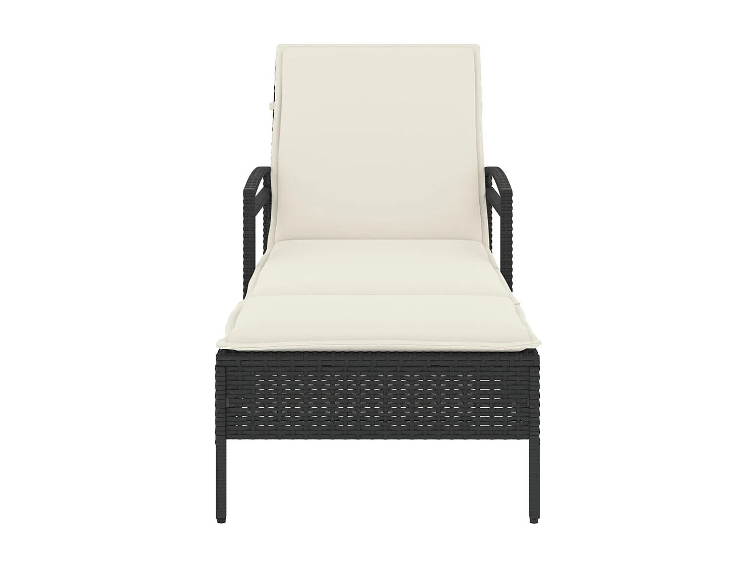 Chaise longue con cuscino nero 63x200x81 cm resina intrecciata