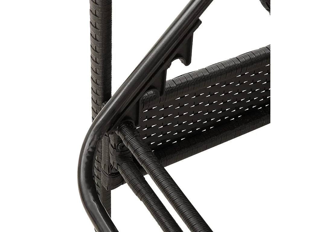 Chaise longue con cuscino nero 63x200x81 cm resina intrecciata