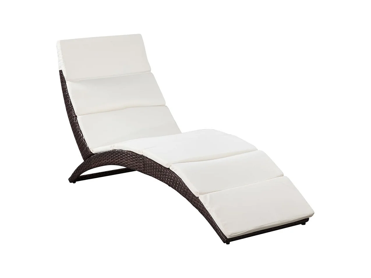 Opvouwbare loungestoel met kussen Bruin gevlochten hars