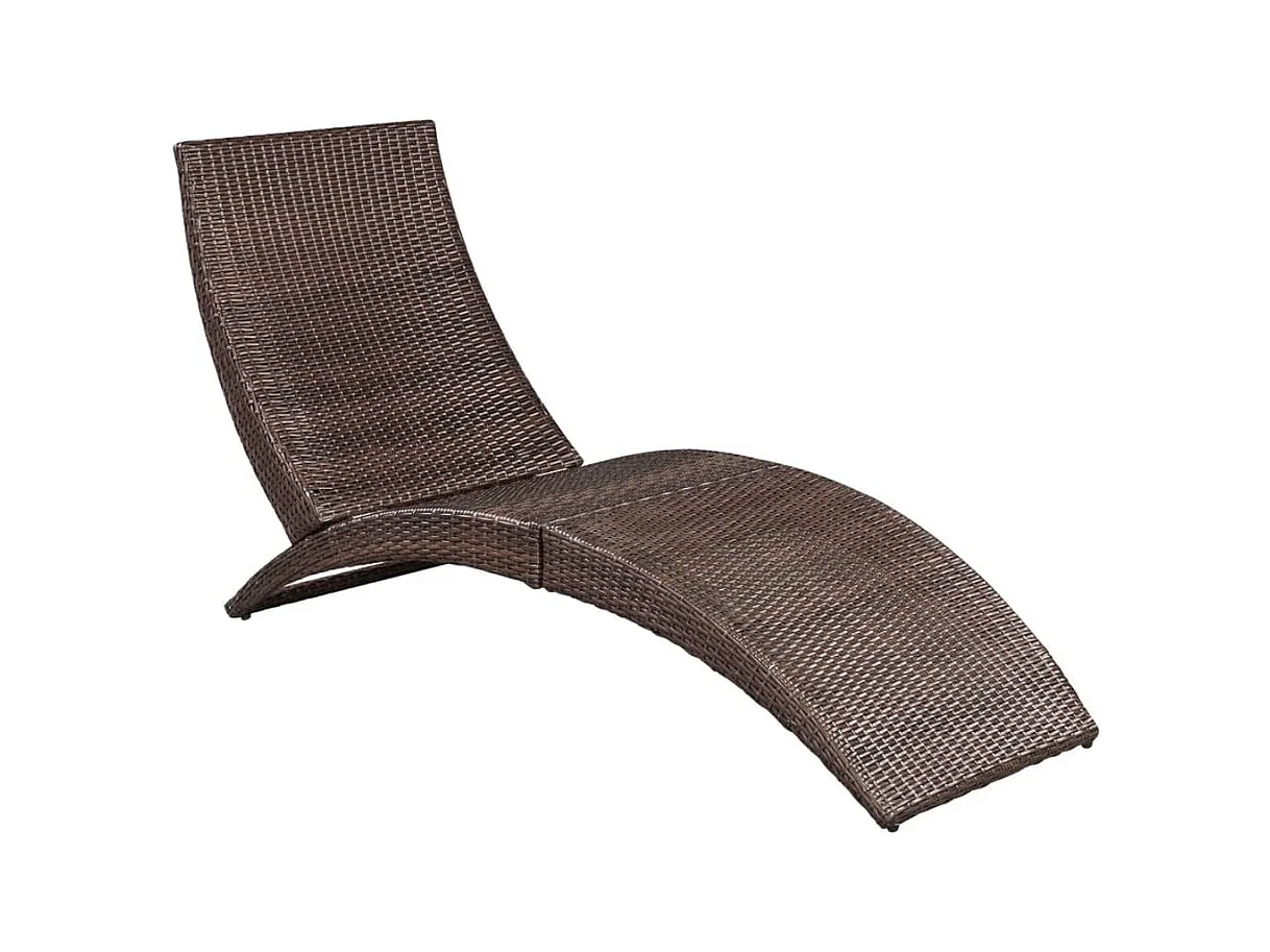 Opvouwbare loungestoel met kussen Bruin gevlochten hars