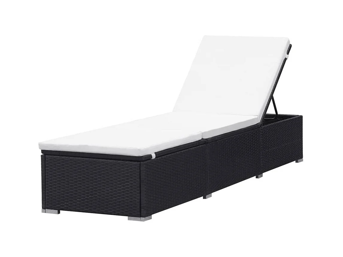 Poltrona con cuscino in resina intrecciata nera