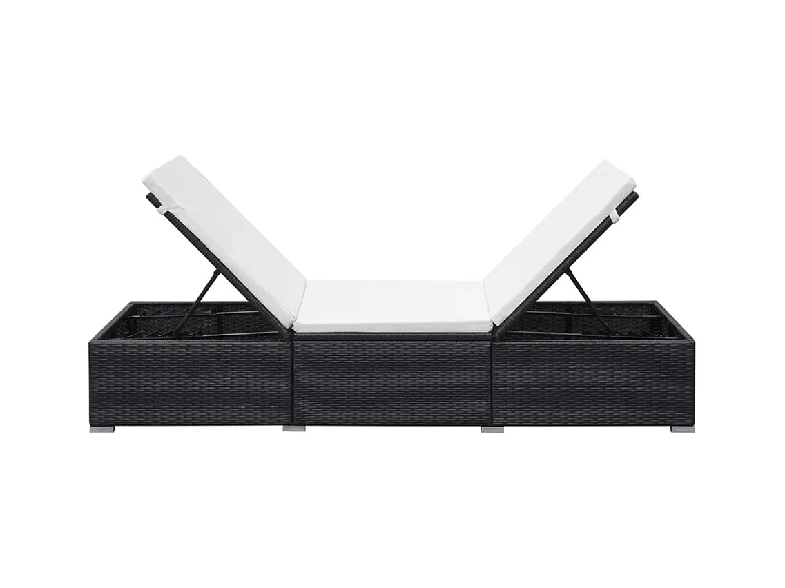 Poltrona con cuscino in resina intrecciata nera