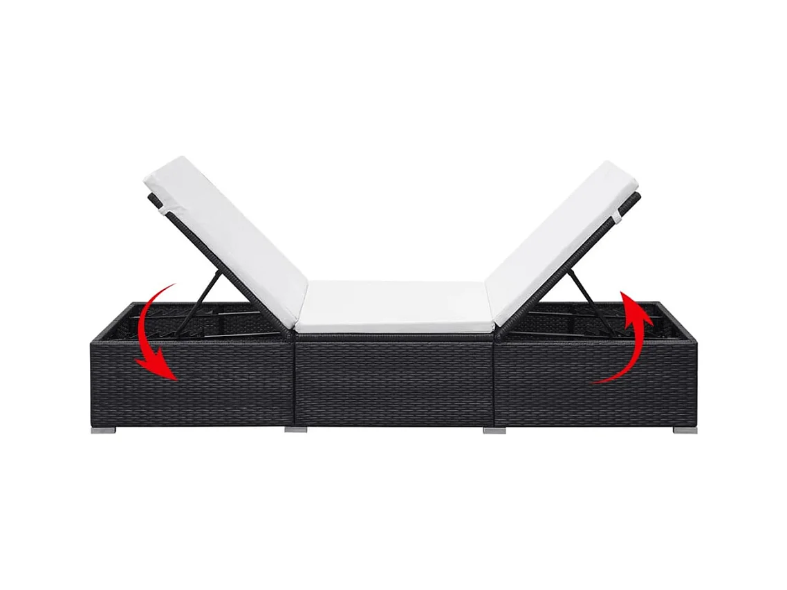 Poltrona con cuscino in resina intrecciata nera