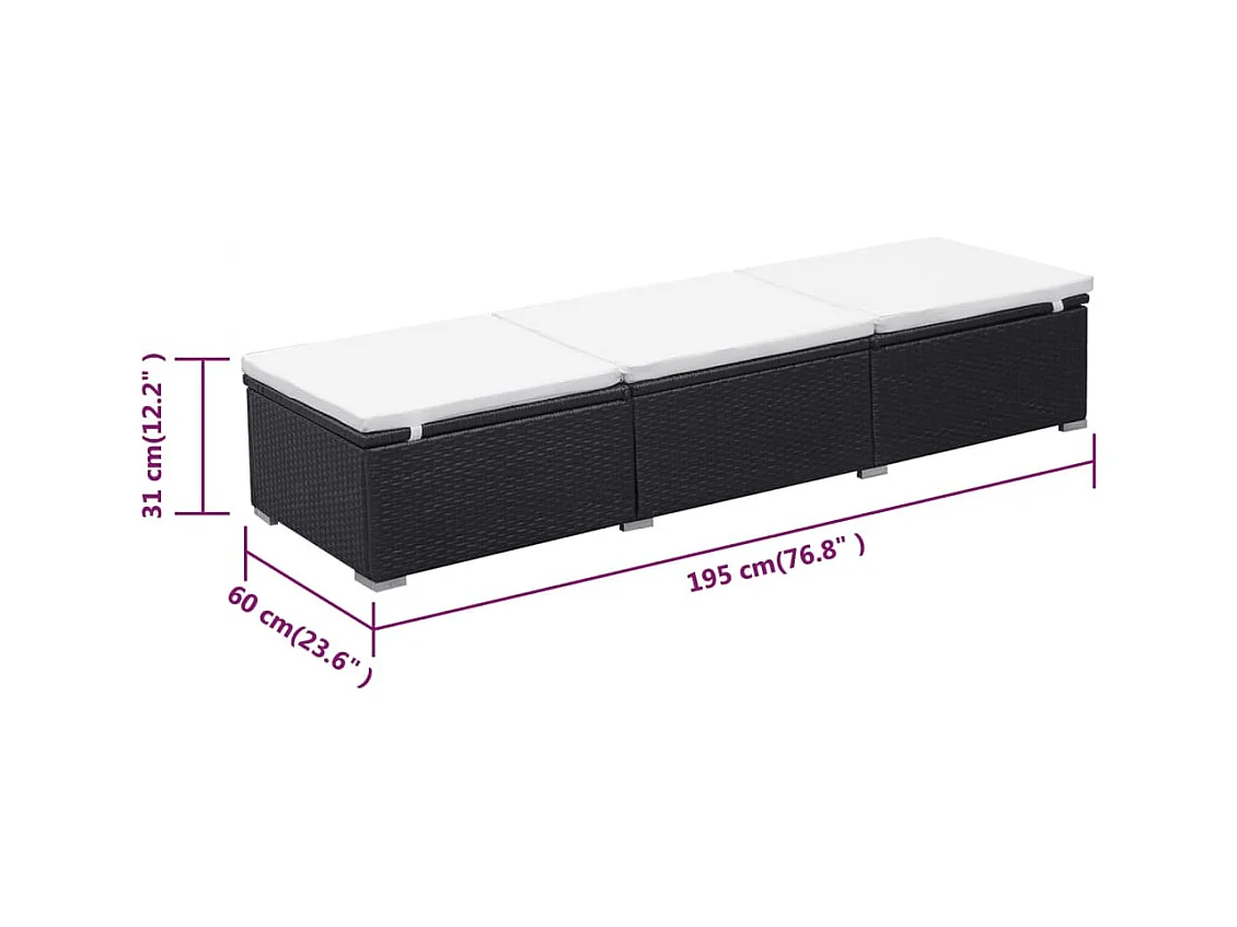 Poltrona con cuscino in resina intrecciata nera