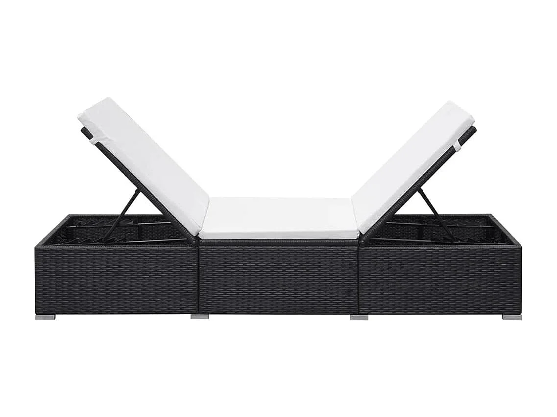 Poltrona con cuscino in resina intrecciata nera