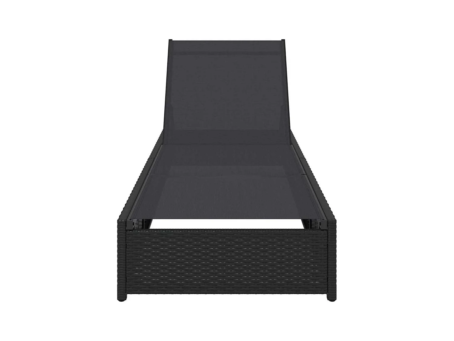 Chaise longue noire 60 x 200 x 27 cm en poly rotin