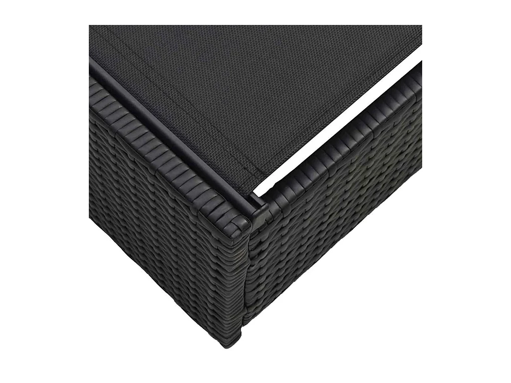 Chaise longue noire 60 x 200 x 27 cm en poly rotin