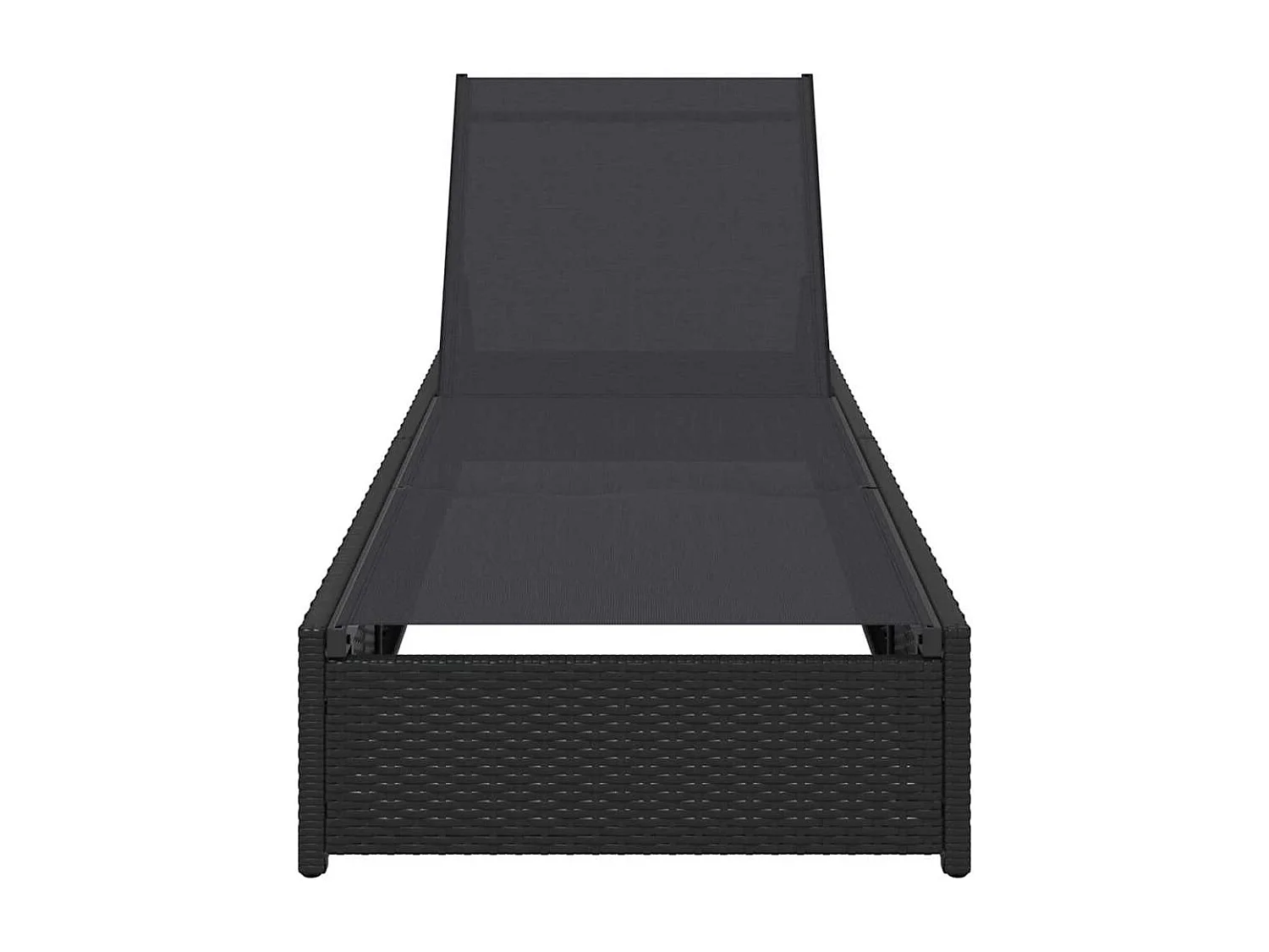 Chaise longue noire 60 x 200 x 27 cm en poly rotin