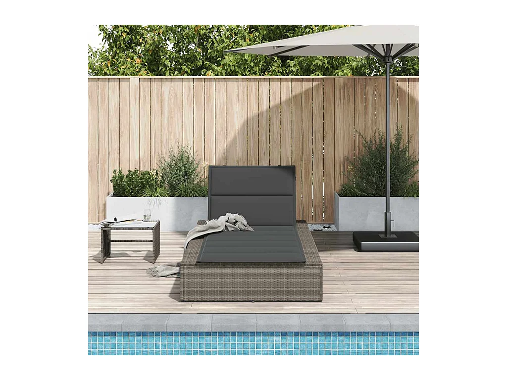 Transat avec coussin flottant gris résine tressée