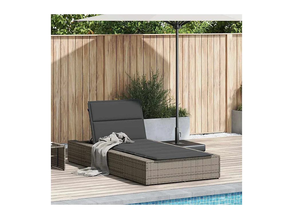 Transat avec coussin flottant gris résine tressée