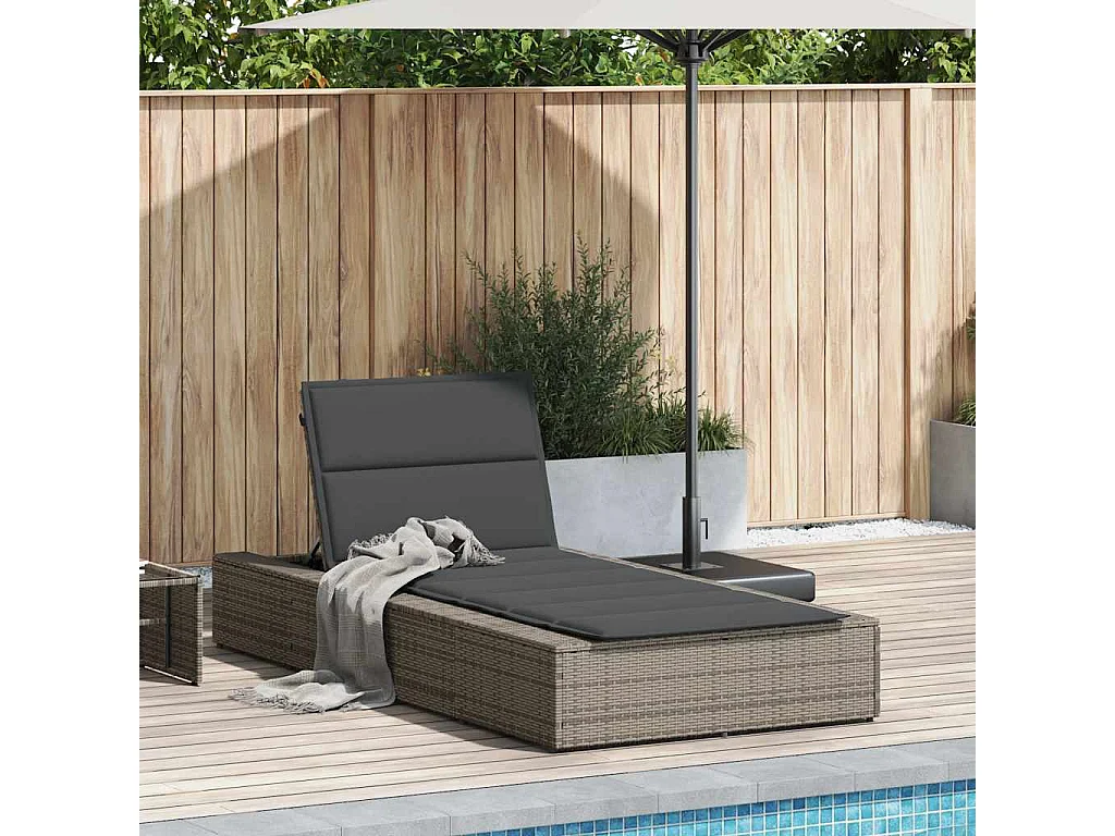 Transat avec coussin flottant gris résine tressée