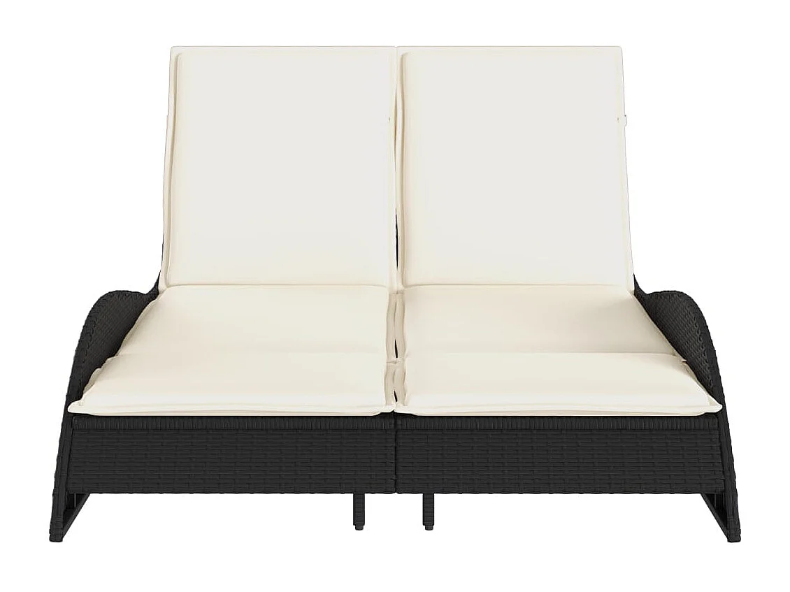 Chaise longue con cojines negros 114x205x73 cm resina tejida