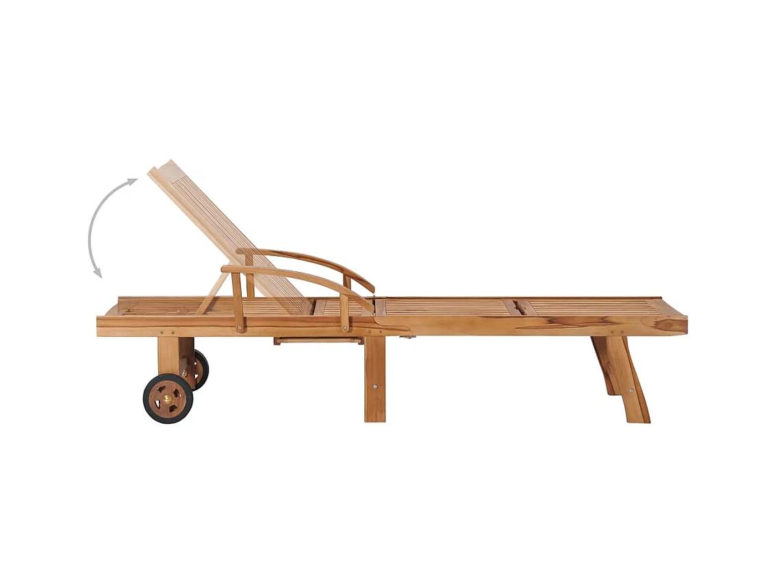 Loungestoel met tafel en kussen Massief teakhout