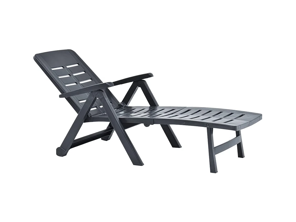 Antracietkleurige kunststof opvouwbare loungestoel