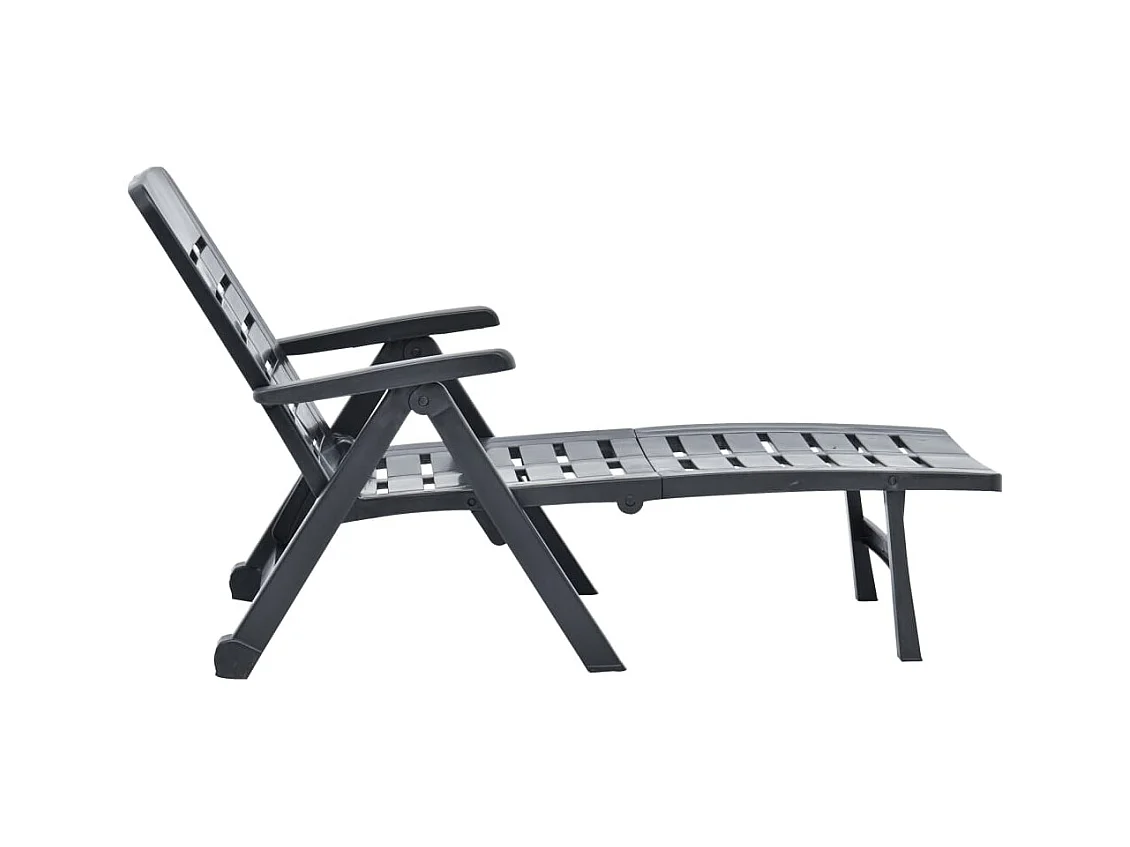 Antracietkleurige kunststof opvouwbare loungestoel