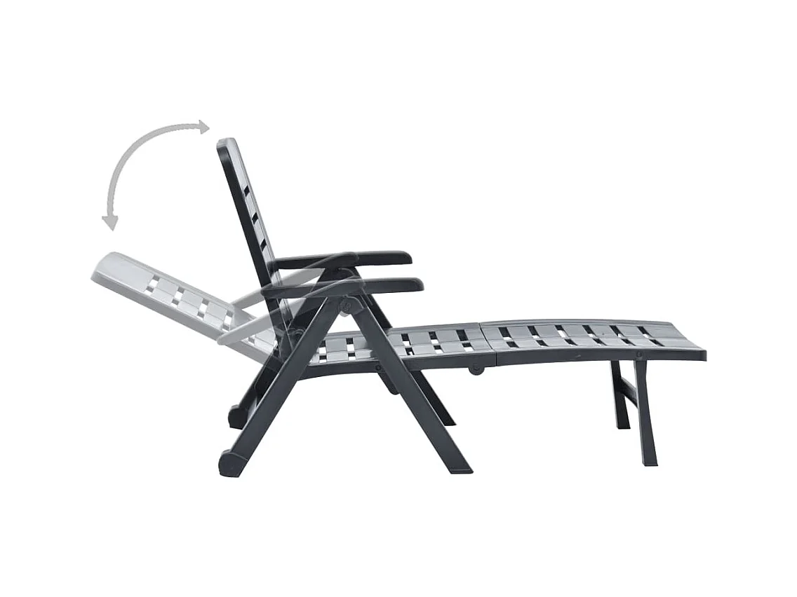 Antracietkleurige kunststof opvouwbare loungestoel