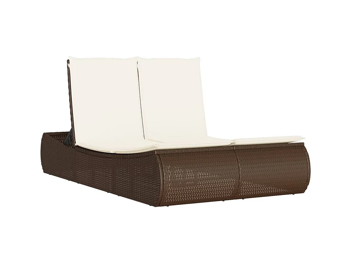 Dubbele chaise longue met bruine kunsthars rieten kussens