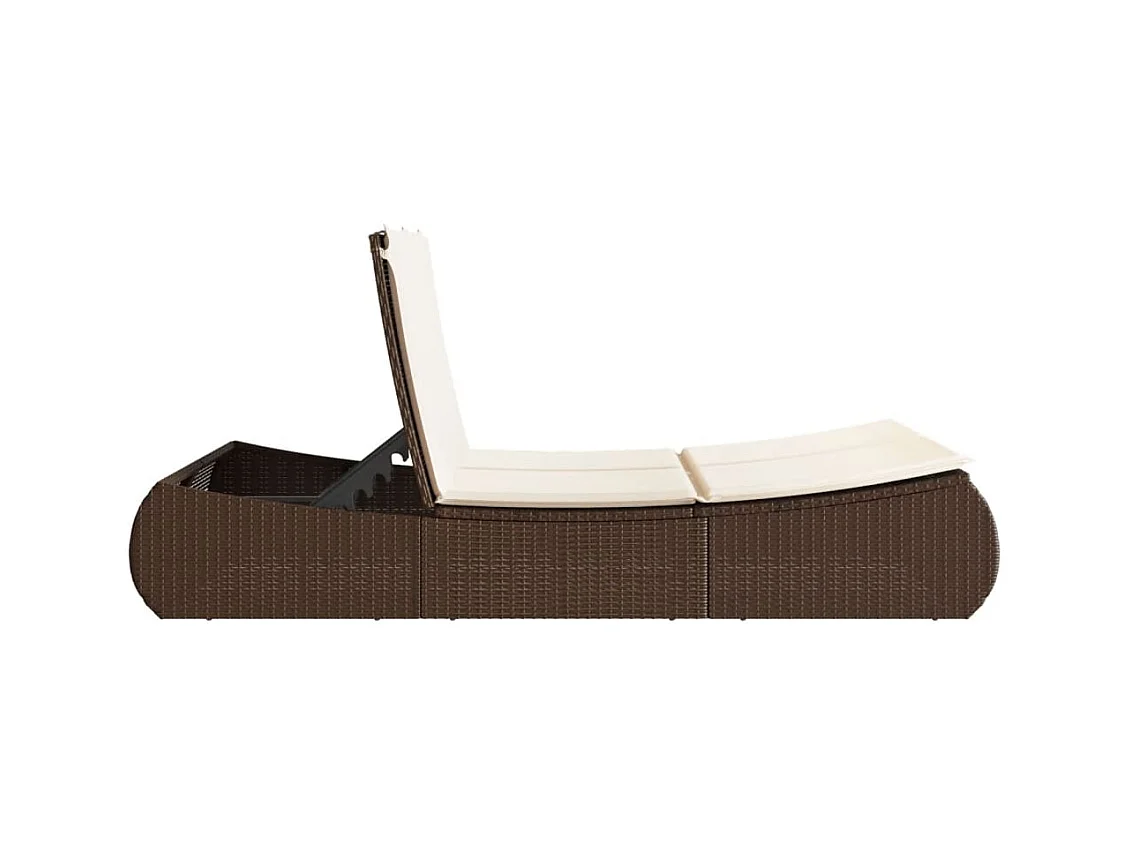 Dubbele chaise longue met bruine kunsthars rieten kussens