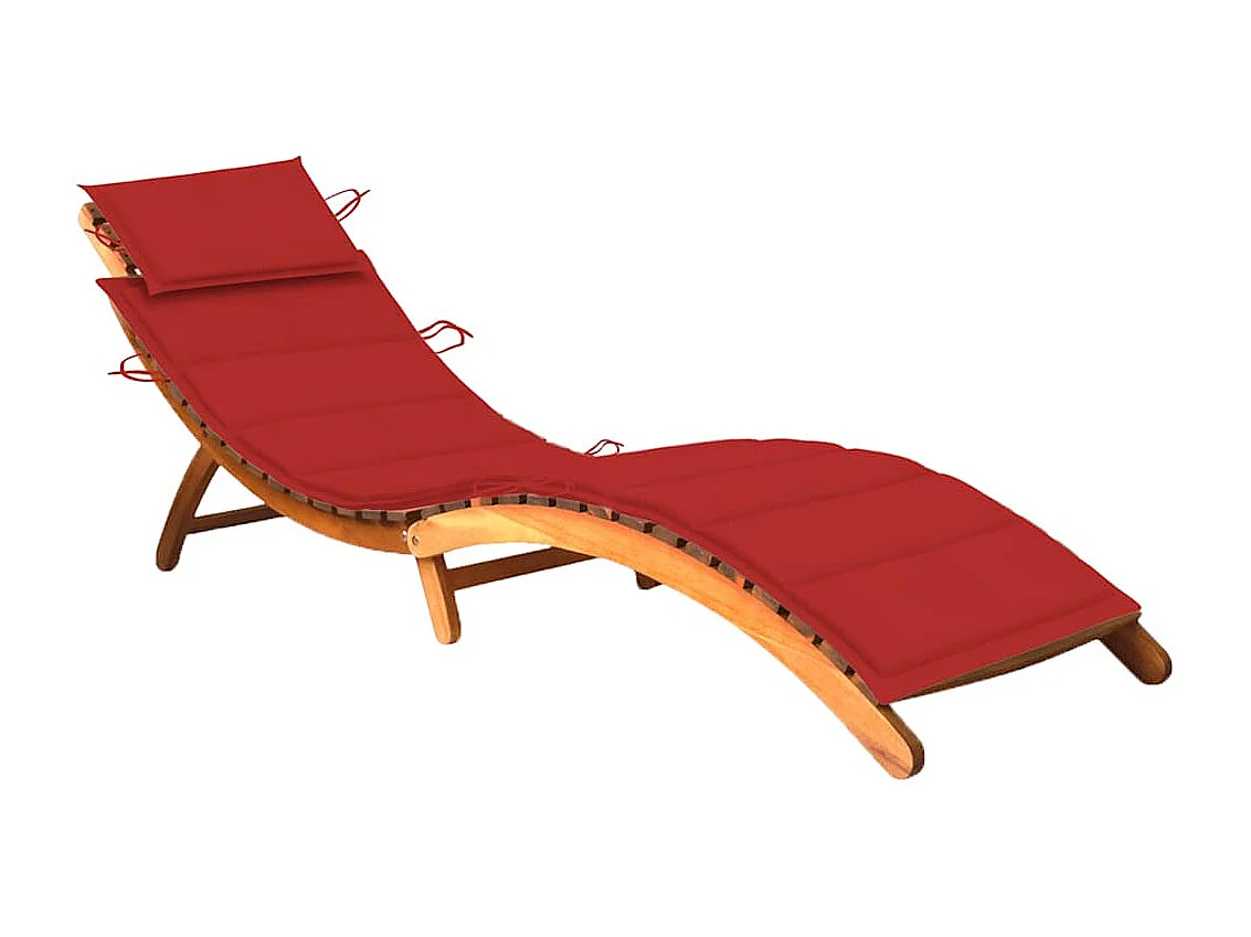 Chaise longue de jardin avec coussin Bois d'acacia solide