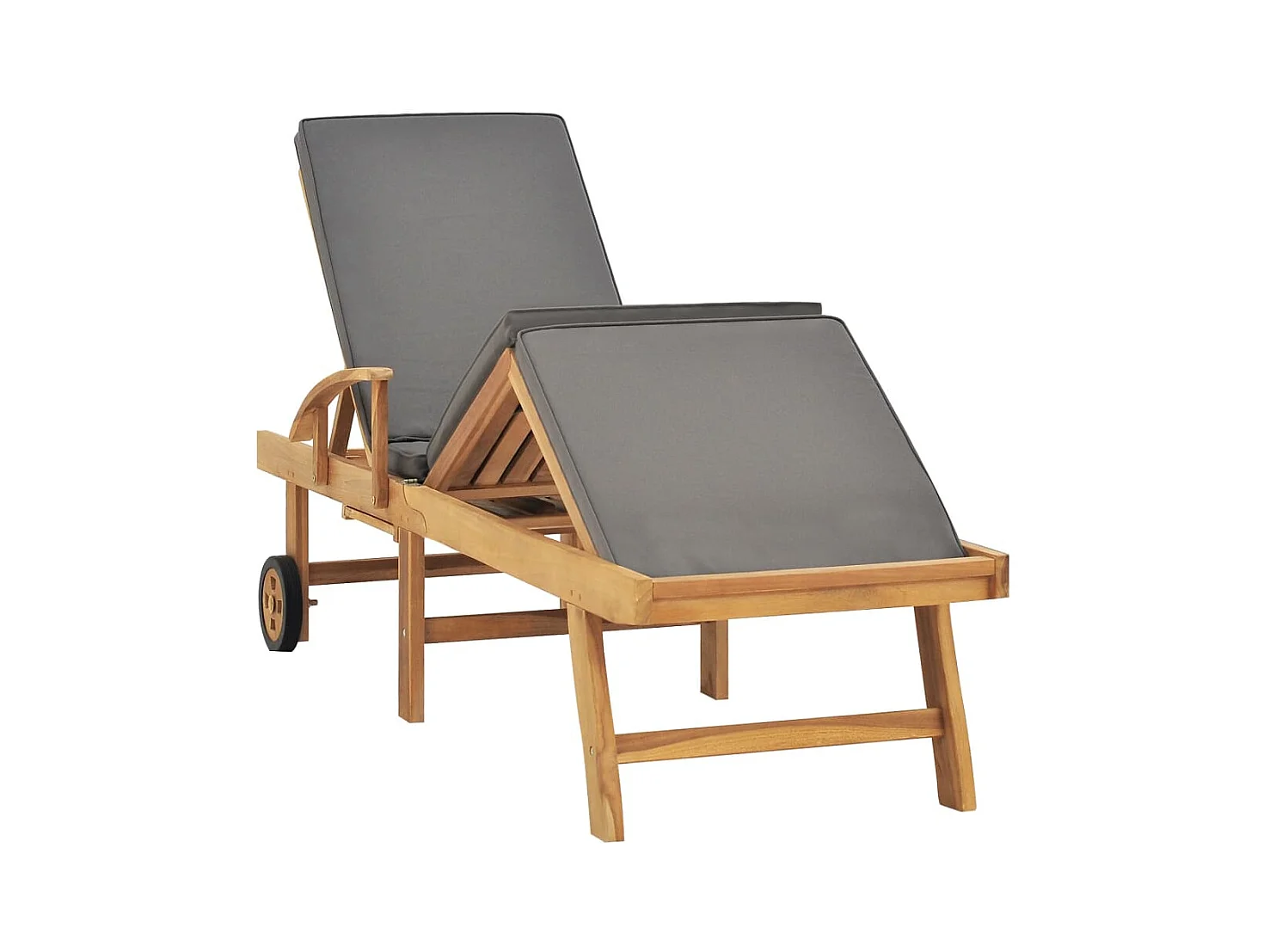 Chaise longue con cojín Madera maciza de teca Gris oscuro