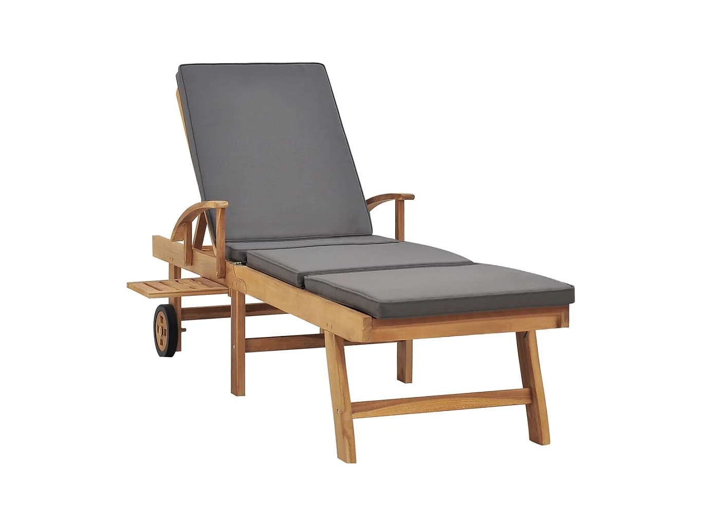 Chaise longue con cojín Madera maciza de teca Gris oscuro