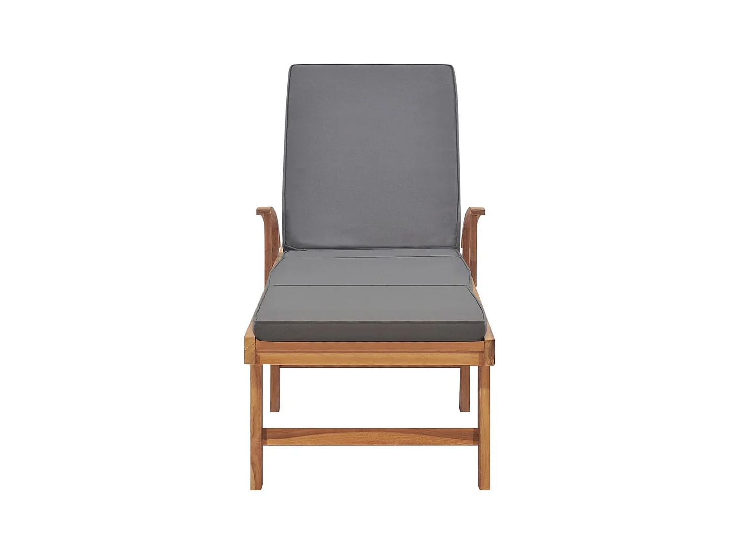 Chaise longue con cojín Madera maciza de teca Gris oscuro