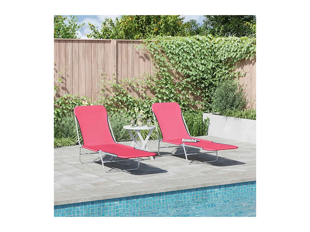 Opvouwbare ligstoelen set van 2 Staal en roze stof